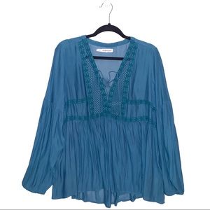Maurices | Blue Boho Peasant Style Blouse
